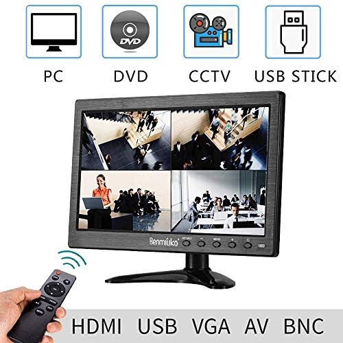 Benmiuko 10.1 אינץ 'HDMI צג קטן LCD LCD צגי CCTV עם יציאת טלוויזיה USB USB של AV VGA BNC עבור DVR/PC/DVD/משרד ביתי מעקב מאובטח מערכת HD