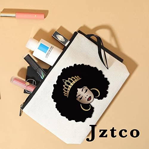 Jztco מתנות נשים שחורות תיק איפור של אישה אפריקאית אמריקאית לילדה שחורה מתנות אפריקאיות אמריקאיות לנשים שחורות חברות אחיות אמא דודה, מלכה