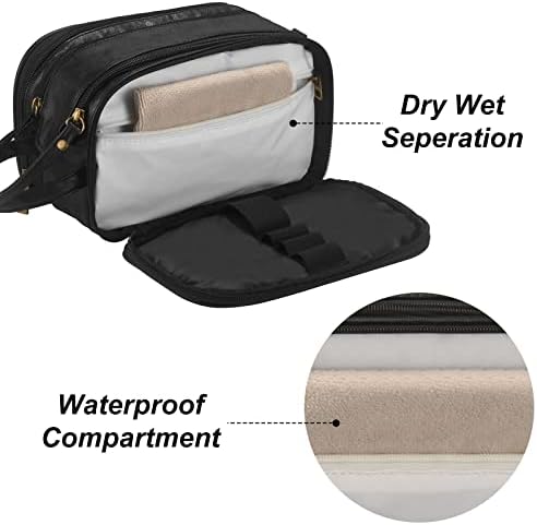 תיק מטענה של EOOTMAOO לגברים - ערכת DOPP לנסיעות, מוצרי טיפוח לחדר אמבטיה עמידים במים מארגן עור קוסמטיקה עור PU, שחור