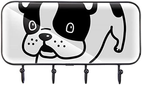 כלב צרפתי בולדוג גור גור דפוס מעיל קיר קיר קיר, מתלה מעיל כניסה עם 4 חיבור לעיל מעיל גלימות ארנקים חדר אמבטיה כניסה לסלון