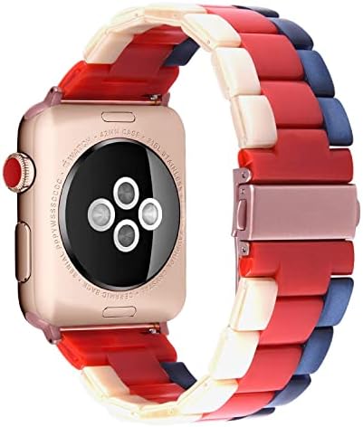 להקת שעון Fullmosa תואמת ל- Apple Watch 42/44/45/41/40/38 ממ, להקת שעון שרף בהיר עבור IWatch SE וסדרה 7/6/5/4/3/2/1/אולטרה 49 ממ, בז '+אדום+סאפייר
