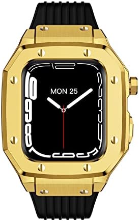 סגסוגת Modband Watch Case Strap for Apple Watch Series 7 45 ממ שינוי ערכת ערכת שעון רצועת שעון לגברים נשים