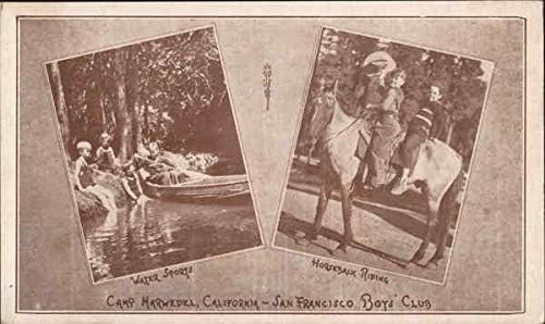 CAMP Marwedel's Club's Club Sports Water Sports and Shortback רכיבה על סן פרנסיסקו, קליפורניה גלויה עתיקה מקורית