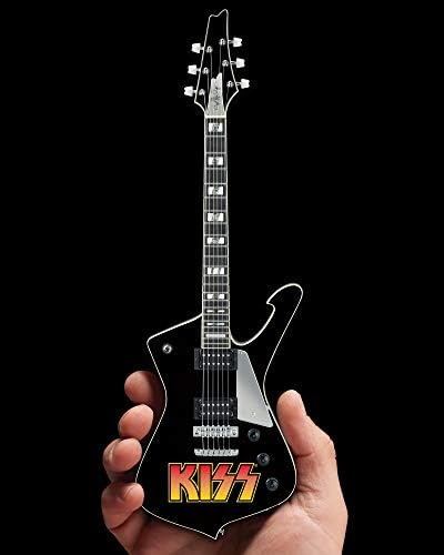 לוגו של Fan Merch Kiss Paul Stanley Iceman דוגמנית גיטרה מיניאטורית מורשית רשמית