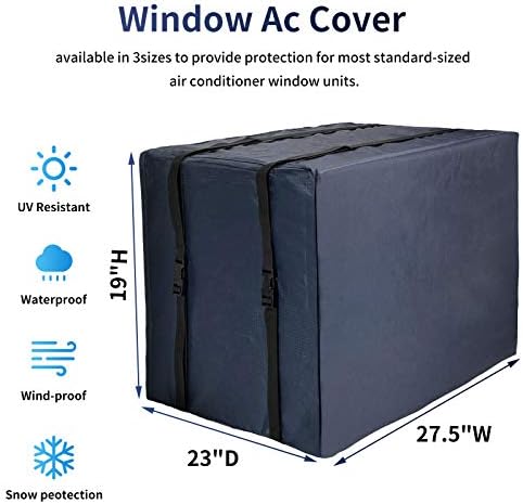 חלון קווארד כיסוי מזגן ליחידה חיצונית, כיסויי AC לחלון חיצוני בגודל גדול - 27.5 W x 23 D x 19 אינץ ', כחול