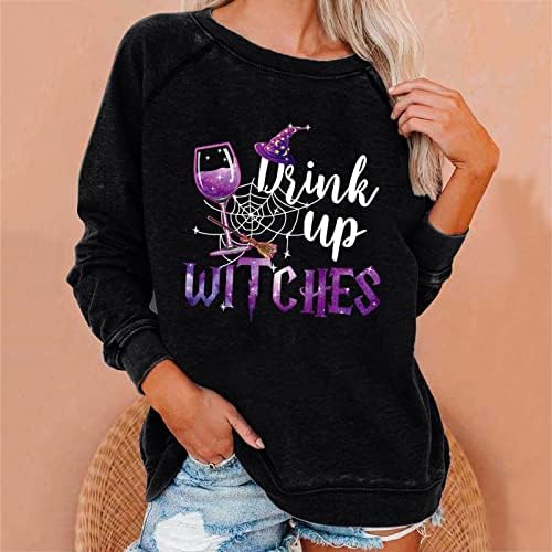 בציר שטף ליל כל הקדושים חולצה נשים 2022 לשתות עד מכשפה קסם רפואה חמוד גרפי סווטשירט רופף בכושר סוודר למעלה