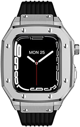 פונסי ללהקה של Apple Watch סדרה 8 סגסוגת שעון מארז 44 ממ 42 ממ 45 ממ רצועת סיליקון רצועת מתכת מסגרת מתכת
