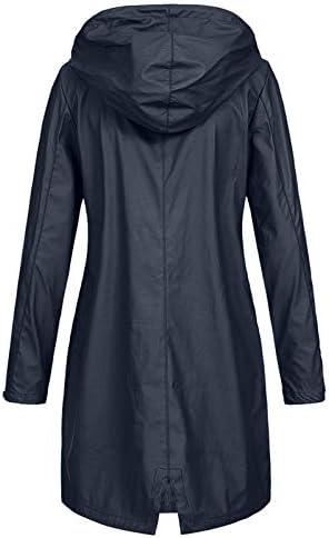 מעילי גשם לנשים 2022 פלוס שרוול ארוך גודל עמיד למים ז'קט ספורט מעיל עם רוכסן ברדס מעלה פלוס מעיל ז'קט ארוך בגודל