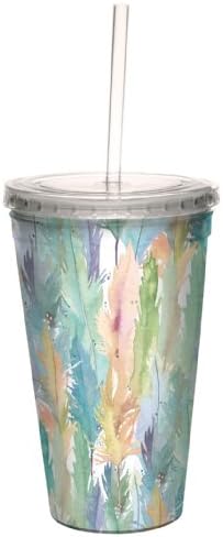 ברכות ללא עצים רטרו צבעי מים שפל על ידי פגז רומל 16 אונקיה מטייל אומנותי כוס מגניבה כפולה עם קש לשימוש חוזר