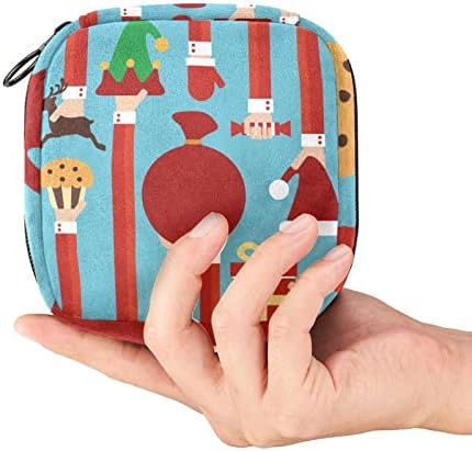 אחסון תיק עבור תחבושות היגייניות, נייד עבור נשים בנות רחיץ לשימוש חוזר, מצחיק קריקטורה חג המולד דפוס