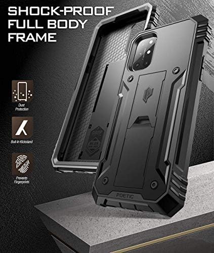 סדרת המהפכה הפואטית המיועדת למקרה של OnePlus 8T, כיסוי מגן כפול-שכבון כפול-גוף מלא גוף מלא עם עמדת קילקט ומגן מסך מובנה, שחור