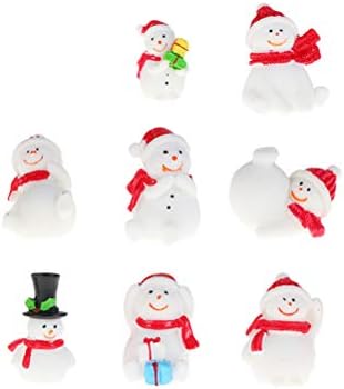 ABAODAM 8 יח 'שרף שרף שלג מעצב קישוטים לחג המולד מיני איש שלג בסרוג כובע סרוג גן חצר גן שרף קישוט יד מתנה מתנה לבית מיקרו -נוף אספקת אספקה