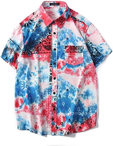 חולצת הוואי גברים של MCEDAR ותלבושות חופשה קצרות של שני חלקים מגדירים כפתור מזדמן במורד חליפות פרחוניות בחוף עם כובעי דלי