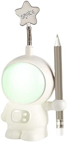 מנורה ליד המיטה של ​​Honrane צורה יצירתית דקורטיביים צבעי תאורה מרובים 2-in-1 אסטרונאוט LED אור לילה אור עם מחדד עיפרון למשק בית לבן