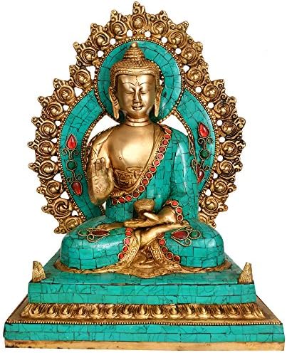 הודו האקזוטי לורד בודהה מטיף את הדהרמה שלו - בודהיסטית טיבטית, רב -צבעוני