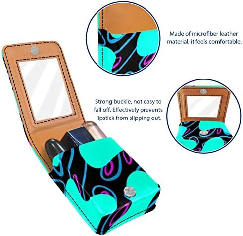 מארז שפתון Oryuekan עם תיק איפור נייד חמוד חמוד כיס קוסמטי, אמנות קו כחול מופשט