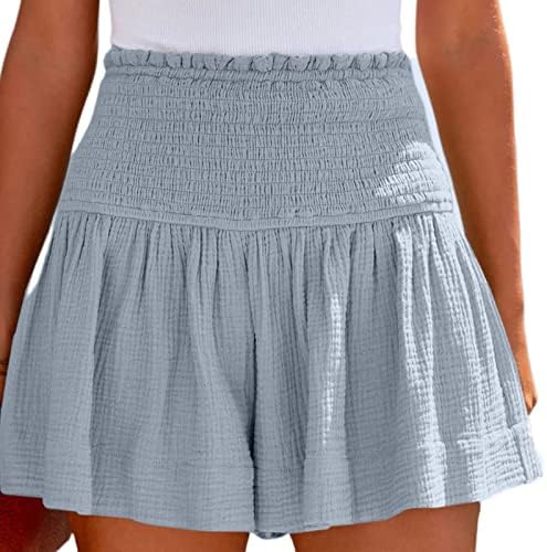 קימלוג נשים מכנסיים קצרים כותנה גבוהה אלסטי מותן קפלים לפרוע חמוד מכנסיים קצרים חוף זורם מזדמן מכנסיים קצרים מיני חצאית סקורט