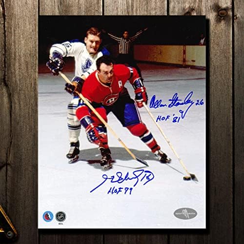 אנרי ריצ'רד נגד אלן סטנלי חוף חתימה כפולה 8x10 צילום - תמונות NHL עם חתימה