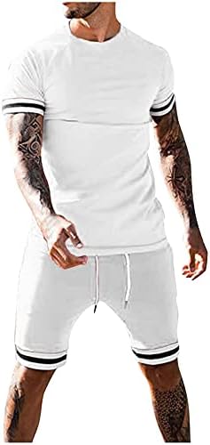 2021 חליפת ספורט אופנה לתלבושת קיץ גברים עם 2 חלקים סט קצר שרוול קצר צווארון חולצות חולצות מכנסיים קצרים סט סט