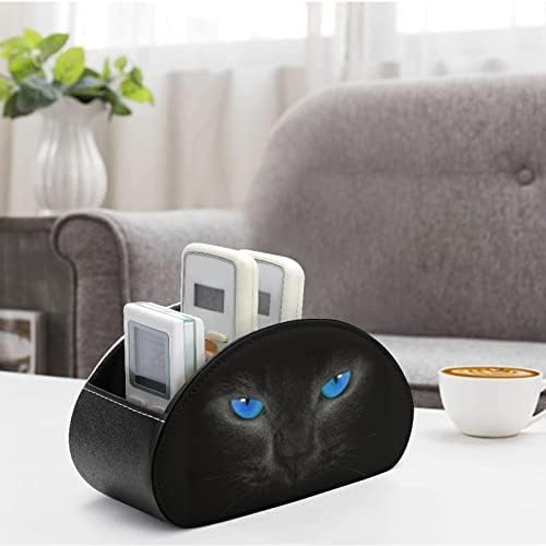 עיניים כחולות חתול מחזיקי שלט רחוק PU עור מארגן אחסון קאדי עם 5 תא לציוד משרדי ביתי