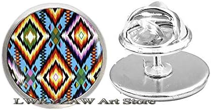 סיכת אמנות אינדיאנית צבעונית, סיכת אמנות עממית מקסיקנית, תכשיטים מקסיקניים, תכשיטים לאמנות עממית, סיכה צבעונית של בוהו, אינדיאנים אמריקאים,