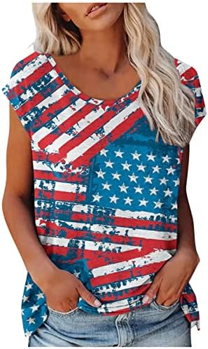 חולצות פטריוטיות לנשים חולצת טריקו של דגל אמריקאי 2023 ארהב יום העצמאות החולצה החולצה חופשות קיץ חופשות קיץ