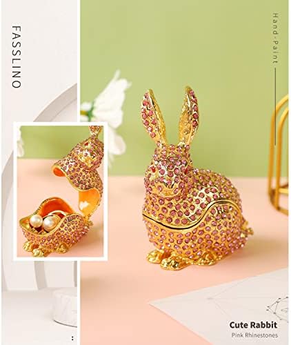 פסלינו קופסת תכשיט ארנב חמוד עם קופסת תכשיטים עם קישוטים לבעלי חיים צירים מתנה לעיצוב הבית