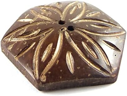 כפתורי קוקוס טבעיים דקורטיביים וייחודיים בעבודת יד - טבעי/זהב - 45 ממ - עיצוב פרחי משושה - 1 pc/pk. 1750