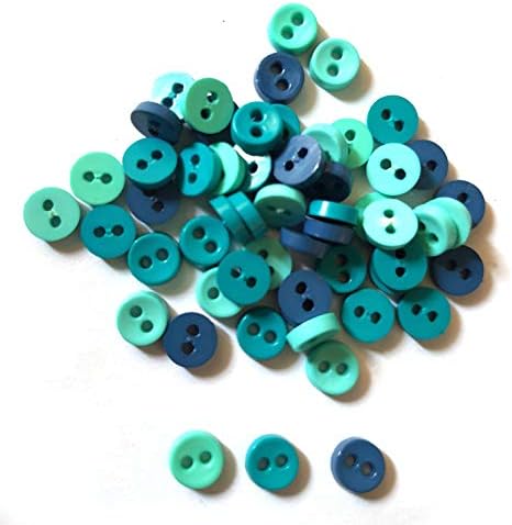 כפתור קטנטן של 100 יח ', כפתור מיקרו 2 חורים בגודל 6 ממ תערובת טון כחול וכחול בהיר