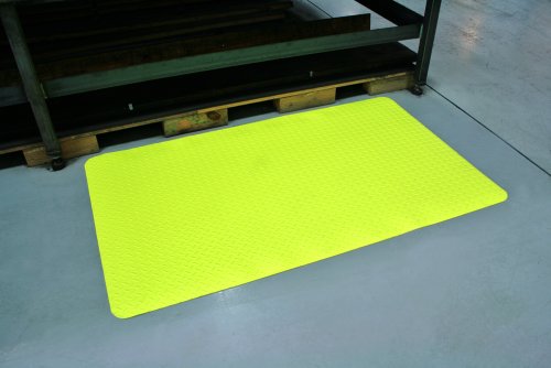 עמיד ויניל יהלום-דק ספוג תעשייתי נגד עייפות רצפת מחצלת, 2 'איקס 3', גבוהה נראות צהוב