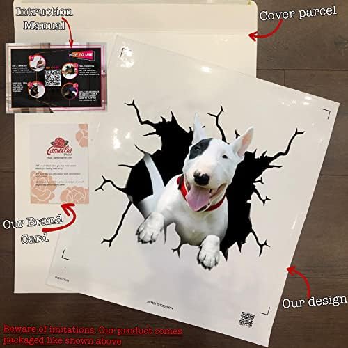 Camellia Print Bull Terrier Sctear מתנות טרייר שור Memes מצחיק צעצועים חיצוניים 3D לבני נוער Kawaii מדבקות זכוכית אטומות מזג אוויר