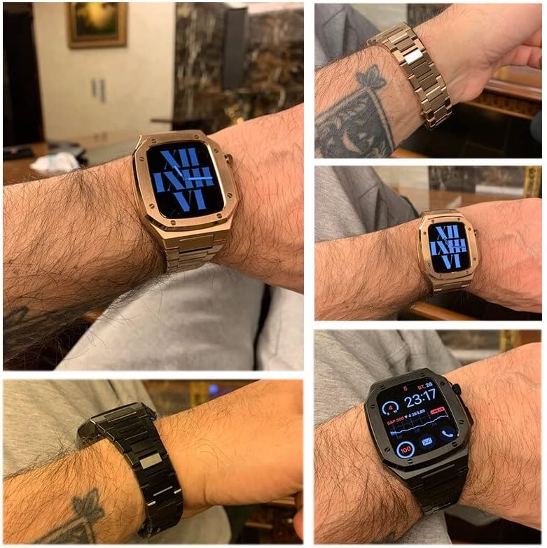 ערכת שינוי יוקרה של CNHKAU עבור Apple Watch Case Band 45 ממ 41 ממ/40 ממ 44 ממ Mod Metal Watch Case עבור IWatch Series 8 7 6 SE 5 4