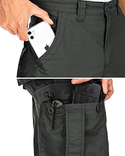 מכנסי מטען Ripstop של GSGGIG לגברים, מכנסי טיולים טקטיים קלים חיצוניים גברים, מכנסי עבודה עמידים לגברים עם 8 כיסים