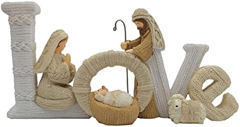 Howfield חג המולד פסלון אהבה פסל לידה - 10.4 אינץ 'פסל שרף עם משפחה עם משפחה קדושה