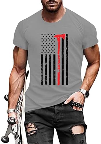 Beuu 4 ביולי חייל גברים שרוול קצר חולצות קיץ רטרו רטרו דגל אמריקאי חולצת טריקו שריר אתלט