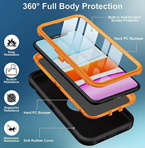 AIMOLL-88 למארז ה- iPhone 11, עם הגנה על ירידה כבדה של מגן מסך, הגנה על ירידת חובה כבדה, גוף מלא אבק אבק מחוספס בגוף 3- שכבה מכסה טלפון