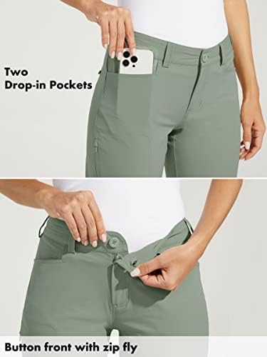 מכנסי גולף לנשים מכנסיים מטיילים מכנסי טיול מהיר יבש קל משקל קל משקל חיצוני עם כיסים עמידים במים