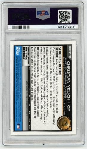 2010 Brewers Christian Yelich חתום על כרטיס טירון Bowman Chrome 78 PSA/DNA Auto - כרטיסי טירון בייסבול