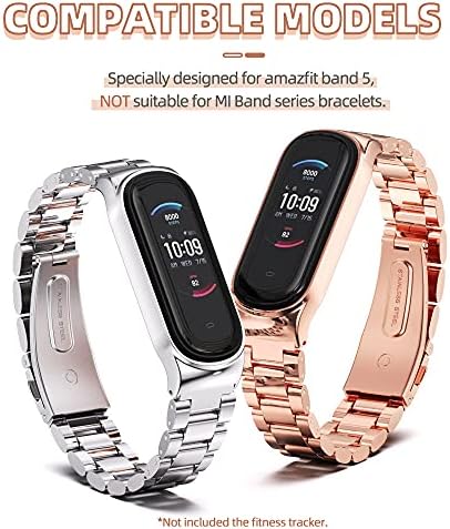 רצועת Mijobs עבור רצועת שעון צמיד רצועת צמיד רצועת צמיד רצועת צמיד מתכת 5 תואמת את Amazfit 5 Tracker Smartwatch Smartwatch
