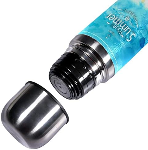SDFSDFSD 17 גרם ואקום מבודד נירוסטה בקבוק מים ספורט קפה ספל ספל ספל עור אמיתי עטוף BPA בחינם, נוף טבעי ים