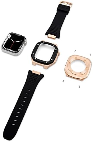 CNHKAU מפלדת אל חלד אחרונה לפס שעון Apple 7 44 ממ 45 ממ מתכת אצילית לסדרת IWatch 7 6 SE 5 41 ממ 40 ממ ערכת שינוי שינויים