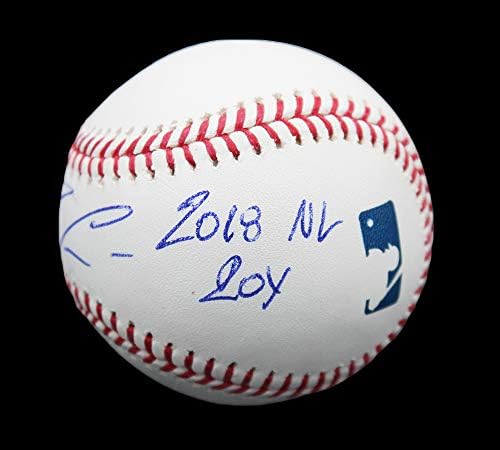 רונלד אקונה חתימה/חתמה על בייסבול רשמי של ליגת המייג'ור הרשמית של אטלנטה רולינגס עם כתובת NL Roy 2018