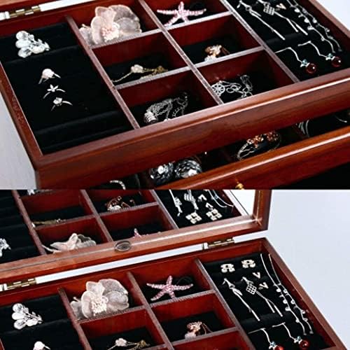קופסאות תכשיטים קופסאות תכשיטים קופסת תכשיטים מעץ לנשים עם מראה 5 מגירות מארגן תכשיטים קטיפה מארגן תכשיטים גדול לעגיל מארגן תכשיטים צמיד