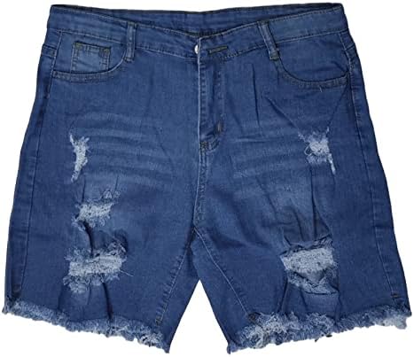 מכנסיים קצרים של נשים ג'ין פלוס גודל נמתח נמתח נופש לחופשה חוף מכנסיים קצרים עם ג'ינס קצרים בכושר רגיל עם כיסים