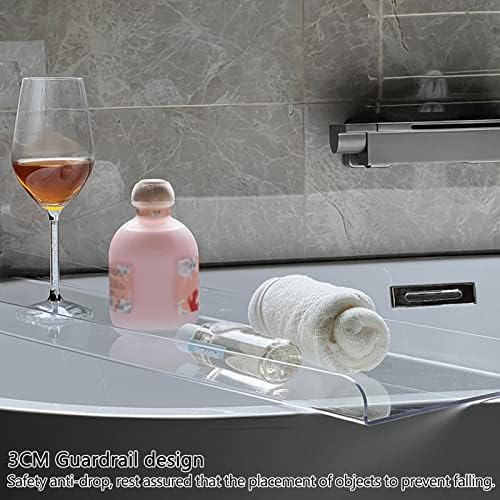 מגש קאדי אמבטיה של PFCDZDU, שולחן אמבטיה אקרילי אטום למים, מדף אחסון אמבטיה, מתאים לכל אביזרי האמבטיה כוס יין, ספרים, טבליות