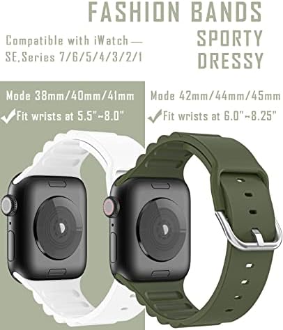 פס ספורט תואם לפס שעון Apple 45 ממ 44 ממ 42 ממ 41 ממ 40 ממ 38 ממ, רצועת חלופי סיליקון סיליקון נשימה עם אבזם לאייפון IWatch Series SE 7