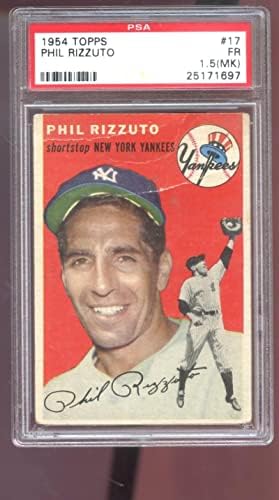 1954 Topps 17 Phil Rizzuto PSA 1.5 כרטיס בייסבול מדורג ניו יורק ינקי - כרטיסי בייסבול מטלטלים