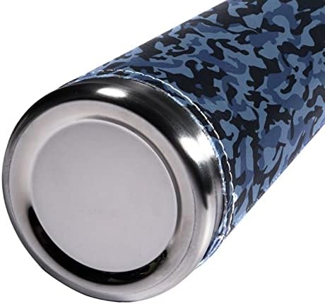 SDFSDFSD 17 גרם ואקום מבודד נירוסטה בקבוק מים ספורט ספורט ספל ספל ספל עור אמיתי עטוף BPA בחינם, כחול שחור מרקם מרקם הסוואה