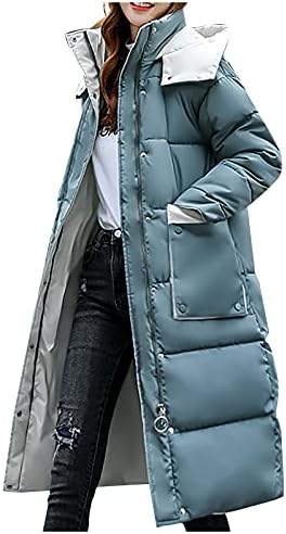 ז'קט נפיחה בצבע אחיד ביותר לנשים עם ברדס מצויד טוניקה טוניקה שרוול ארוך רוכסנה חורפית מעיל נשים