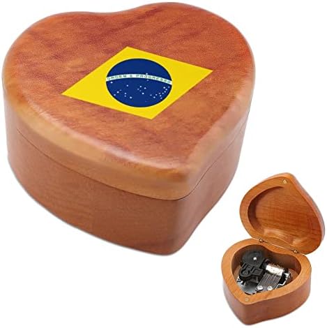 קופסא מוסיקה מעץ בברזיל צורה לב קופסאות מוזיקליות קופסאות עץ וינטג 'למתנה